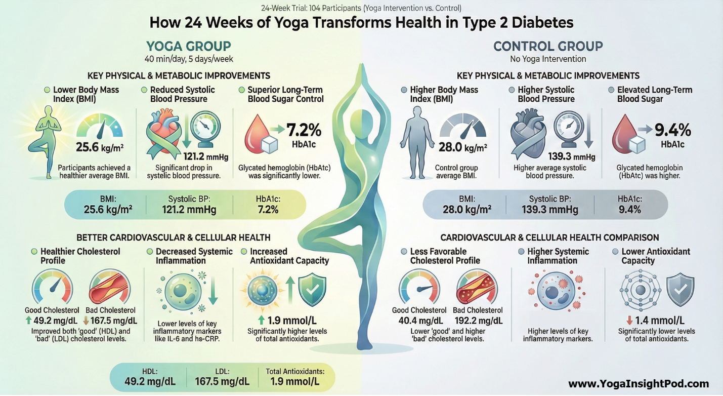 Yoga for Type 2 Diabetes: 24-Week Study on Heart Health