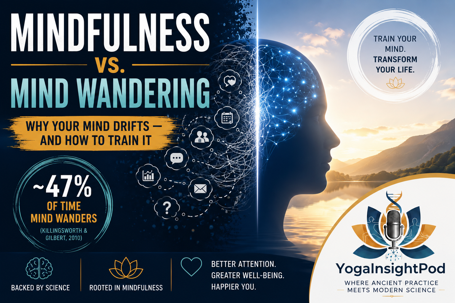Wandering mind is unhappy mind; Brief Mindfulness Meditation Training Reduces Mind-Wandering:The Critical Role of Acceptance; Mindfulness in the focus of the neurosciences - The contribution of neuroimaging to the understanding of mindfulness